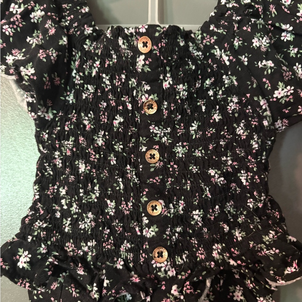LEMON KISS BRAND Floral Black and White Button-Up Kids SZ-4T Outfit. - Picture 3 of 9